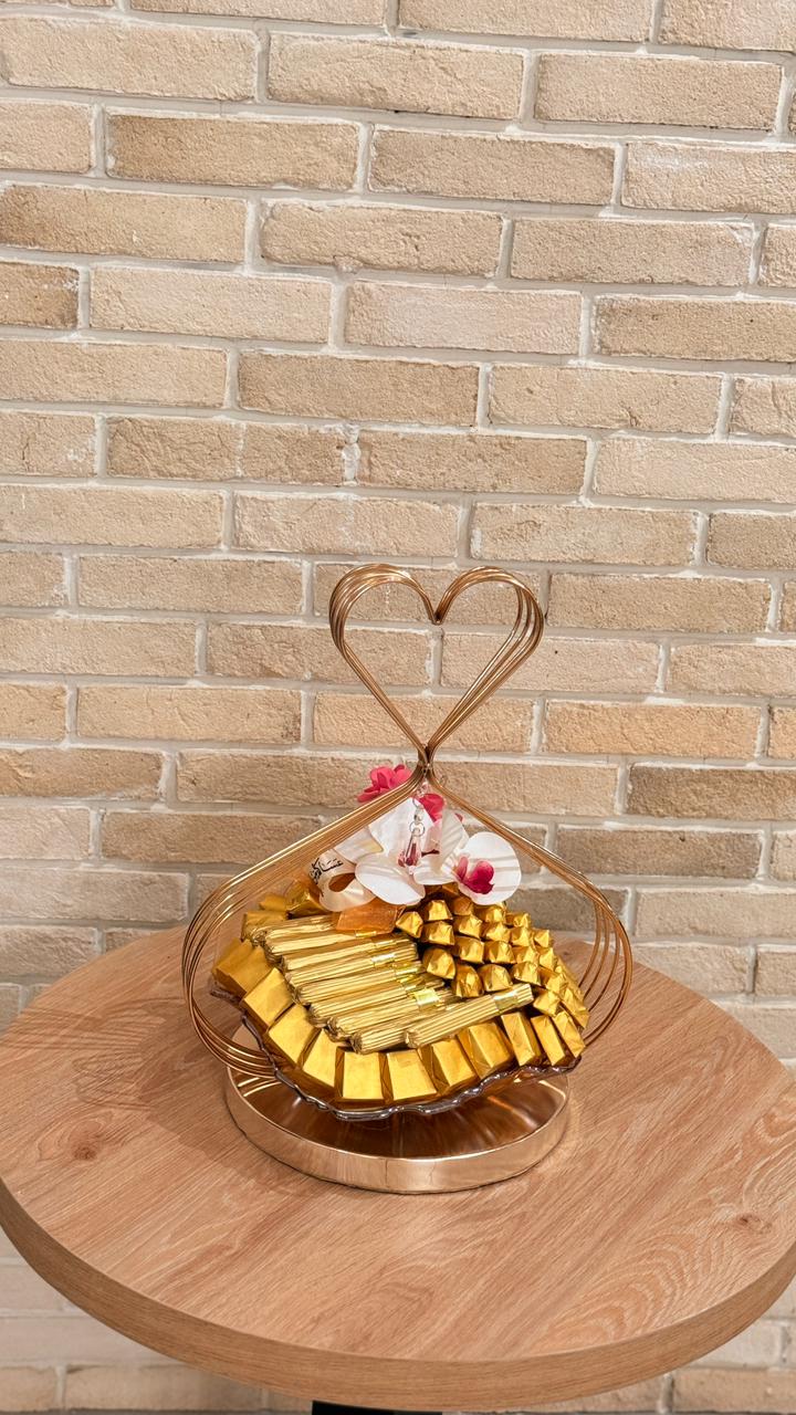 Belgium Chocolate Heart Shaped Tray in Gold Wrapping